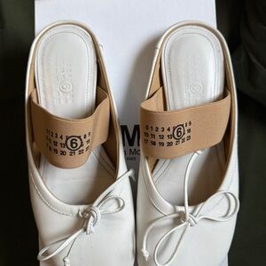 Maison Margiela White and Tan Slip-On Shoes